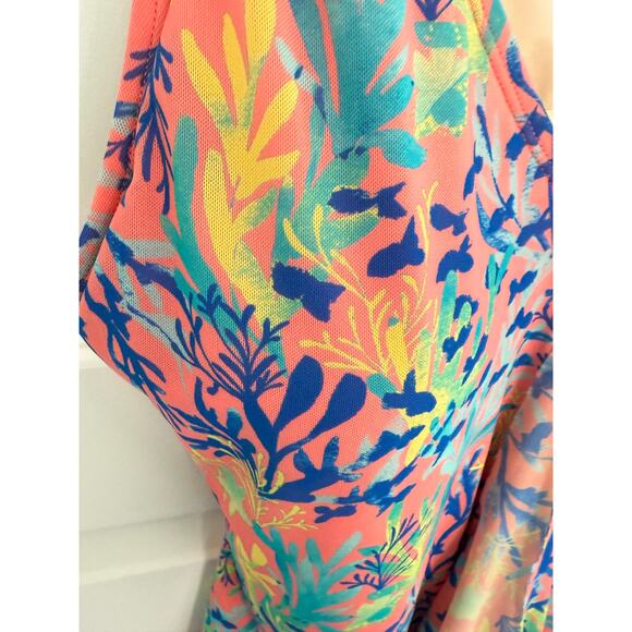 D & Co Beach Coral Tropical Print Tankini Swim Top Women’s 16 Adjustable Straps - Picture 3 of 9